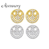 925 Silver Moon & Star Earring, Smile Stud for Women