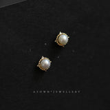 925 Sterling Silver Pearl Stud Earrings Little