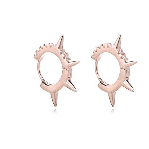 925 Silver Triple Mini Spike Huggie Hoop Earrings for Women