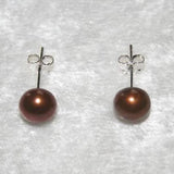 Pearl Mid Brown 6mm Freshwater Pearl Stud Earrings S925 Sterling Silver