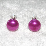 8mm Pearl Stud Earrings S925 Silver Wedding Lady Gift