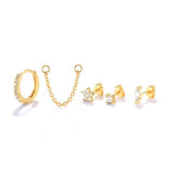 925 Silver Zircon Smiley Coconut Tree Ear Studs Set