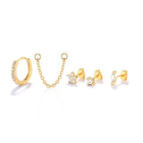 925 Silver Zircon Smiley Coconut Tree Ear Studs Set