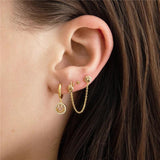 925 Silver Zircon Smiley Coconut Tree Ear Studs Set