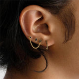 925 Silver Zircon Smiley Coconut Tree Ear Studs Set