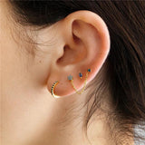 925 Silver Zircon Smiley Coconut Tree Ear Studs Set