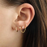 925 Silver Zircon Smiley Coconut Tree Ear Studs Set