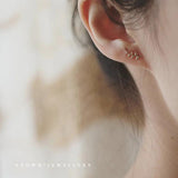 S925 Pure Silver Plate Branch Ear Nail Mini Temperament Leaf Branch Earrings