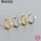 Sterling Silver Square Twist Stone Hoop Earrings for Women