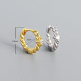 Sterling Silver Square Twist Stone Hoop Earrings for Women