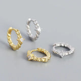 Sterling Silver Square Twist Stone Hoop Earrings for Women