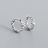 Sterling Silver Square Twist Stone Hoop Earrings for Women
