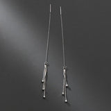 925 Sterling Silver Earrings Small Zircons Snake Bone Chain Ear Line