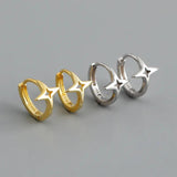 925 Sterling Silver Small Round Cross Hoop Earrings