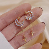 14K Real CZ Tassel Stud Earrings Wedding Jewelry