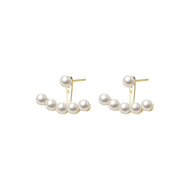 925 Silver Sweet Smile Pearl Stud Earrings Women Jewelry