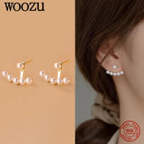 925 Silver Sweet Smile Pearl Stud Earrings Women Jewelry