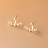 925 Silver Sweet Smile Pearl Stud Earrings Women Jewelry