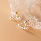 925 Silver Sweet Smile Pearl Stud Earrings Women Jewelry