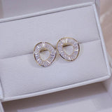 Round CZ Earring 925 Silver Bling Zircon Stud Earrings