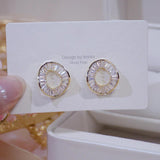 Round CZ Earring 925 Silver Bling Zircon Stud Earrings