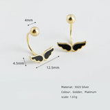 Angel Wings Oil Drip Stud Earrings 925 Sterling Silver