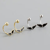 Angel Wings Oil Drip Stud Earrings 925 Sterling Silver