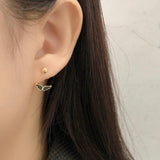 Angel Wings Oil Drip Stud Earrings 925 Sterling Silver