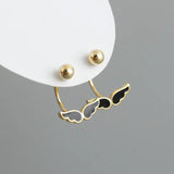 Angel Wings Oil Drip Stud Earrings 925 Sterling Silver