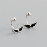 Angel Wings Oil Drip Stud Earrings 925 Sterling Silver