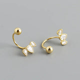 Crystal Zircon Stud Earrings 925 Sterling Silver Piercing Jewelry