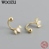 Crystal Zircon Stud Earrings 925 Sterling Silver Piercing Jewelry