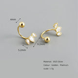 Crystal Zircon Stud Earrings 925 Sterling Silver Piercing Jewelry