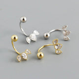 Crystal Zircon Stud Earrings 925 Sterling Silver Piercing Jewelry