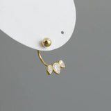 Crystal Zircon Stud Earrings 925 Sterling Silver Piercing Jewelry