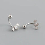 Crystal Zircon Stud Earrings 925 Sterling Silver Piercing Jewelry
