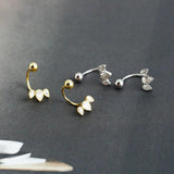 Crystal Zircon Stud Earrings 925 Sterling Silver Piercing Jewelry