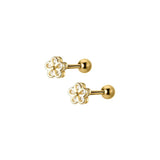 French Flower Zircon Stud Earrings 925 Sterling Silver