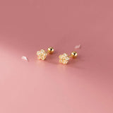 French Flower Zircon Stud Earrings 925 Sterling Silver