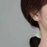 French Flower Zircon Stud Earrings 925 Sterling Silver