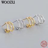 925 Silver Multi-Layer Stone Stud Earrings Ethnic Punk Jewelry