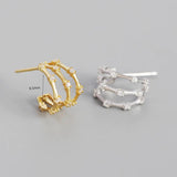 925 Silver Multi-Layer Stone Stud Earrings Ethnic Punk Jewelry