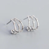 925 Silver Multi-Layer Stone Stud Earrings Ethnic Punk Jewelry