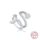 Sterling Silver Snake Ear Clip Zircon No Hole Ear Cuff