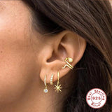 Sterling Silver Snake Ear Clip Zircon No Hole Ear Cuff