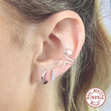 Sterling Silver Snake Ear Clip Zircon No Hole Ear Cuff