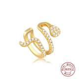 Sterling Silver Snake Ear Clip Zircon No Hole Ear Cuff
