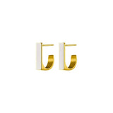 French Square Enamel 925 Silver Stud Earrings Women Office Jewelry