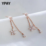 925 Sterling Silver Flower Tassel Drop Earrings for Women Girls