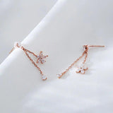 925 Sterling Silver Flower Tassel Drop Earrings for Women Girls